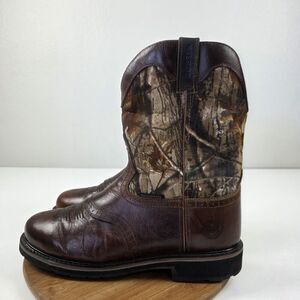 Justin Stampede Trekker Boots Mens 14 D Camo Leather Waterproof Work Cowboy